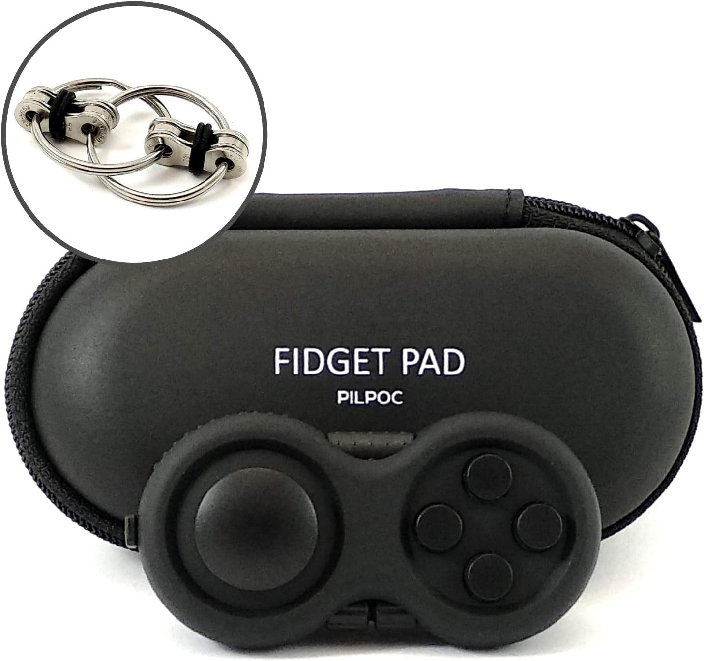 Fidget Pad, Fidget Controller Toy for Highly Increased Focus, Reduced Stress & Anxiety, Enhances Productivity & Calms Nerves for ADHD, Remote Control Sensory Play for Kids (Black)