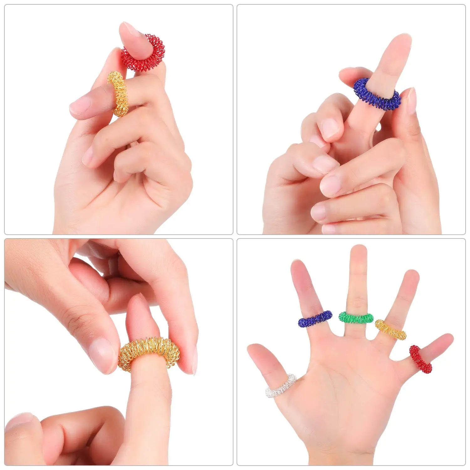 Acupressure Rings Spiky Sensory Finger Rings, Spiky Finger Ring Acupressure Ring Set Silent Stress Massager Finger Massage Tool