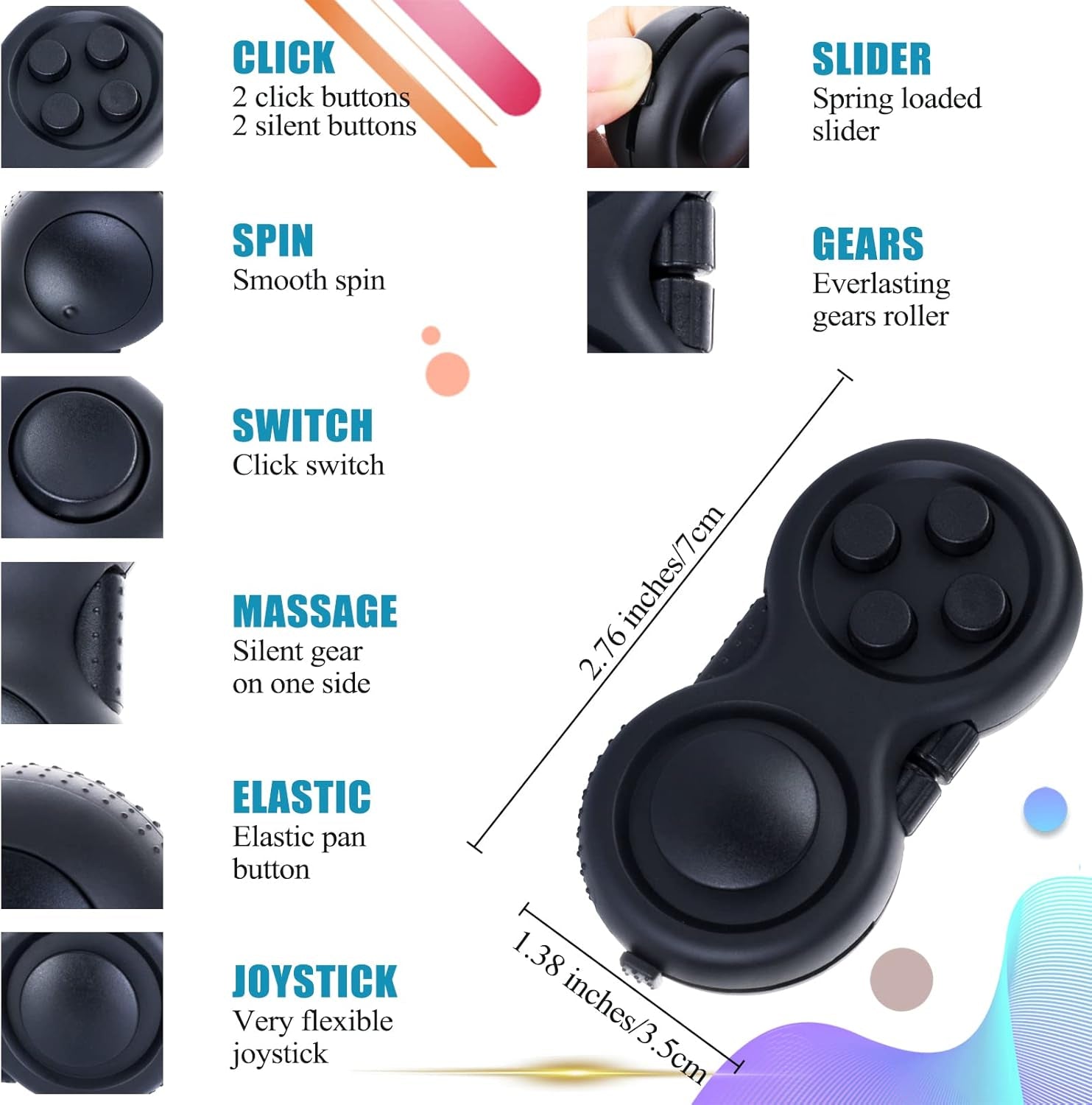 Fidget Controller Clicker, Sensory Silent Puzzle Game Premium Fidget Pad, Relief Stress and Anxiety Depression Toy for ADHD Autism Adults and Kids