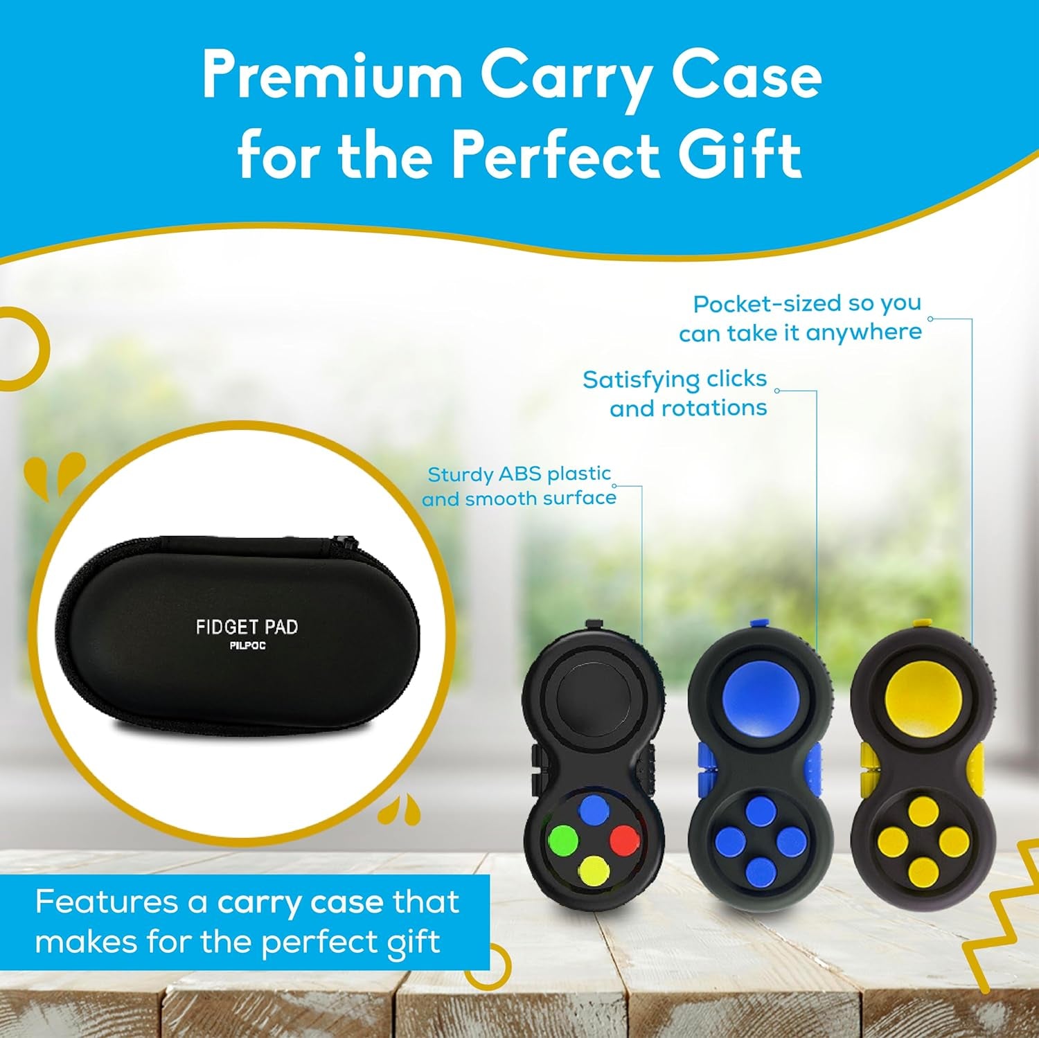 Fidget Pad, Fidget Controller Toy for Highly Increased Focus, Reduced Stress & Anxiety, Enhances Productivity & Calms Nerves for ADHD, Remote Control Sensory Play for Kids (Black)