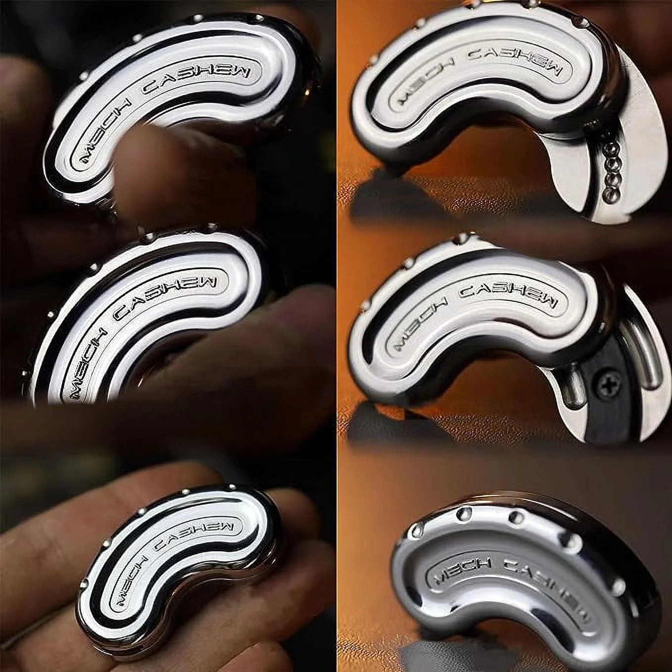 Fidget Slider EDC Mechanical Nuts Fidget Toy Stress Relief Decompression Toys Fidget Spinner for Adult Funny Nuts Shape (Stainless Steel)